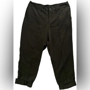 A New Day Womens Green Chino Pants High Rise Cropped Ankle Cuff Size 18 Casual